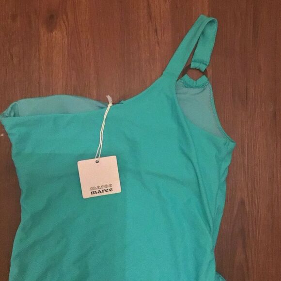NWT Maree Maree Teal OneShoulder Swimsuit - Picture 4 of 7